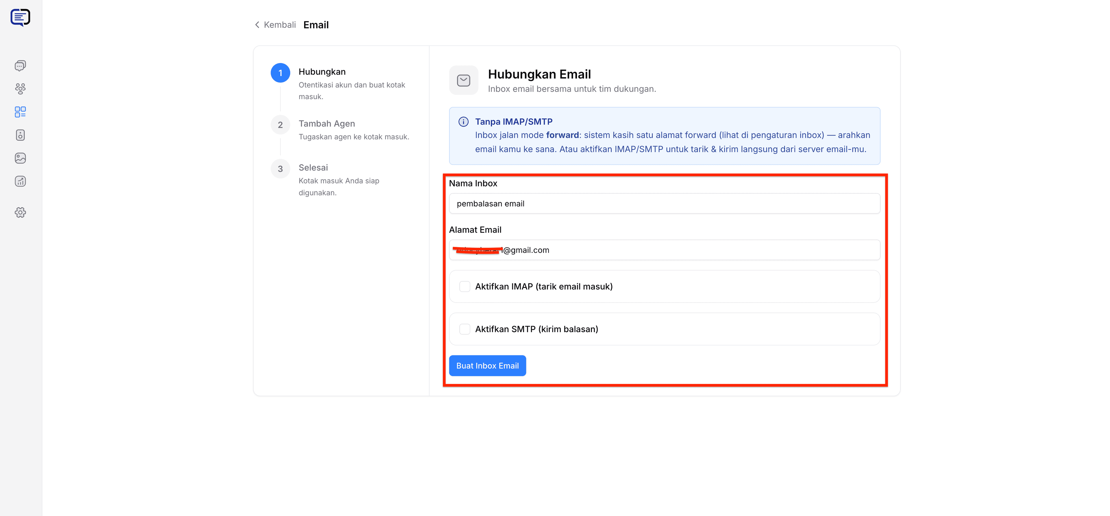 Form Hubungkan Email