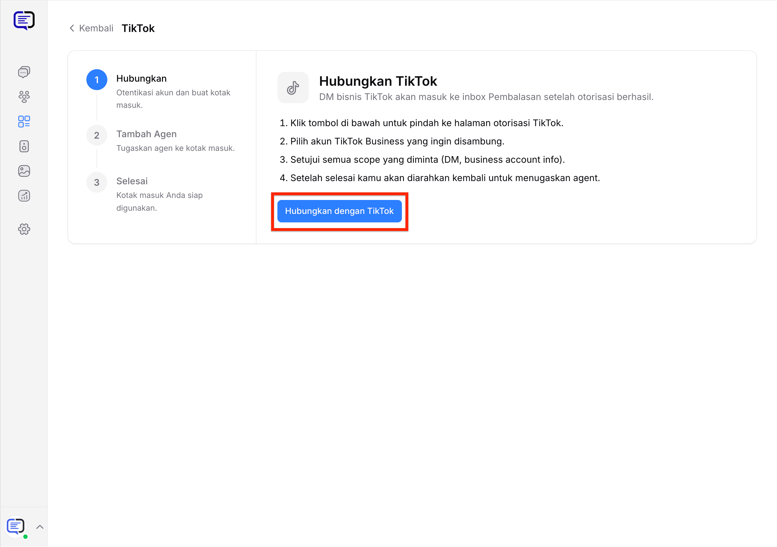 Hubungkan dengan TikTok
