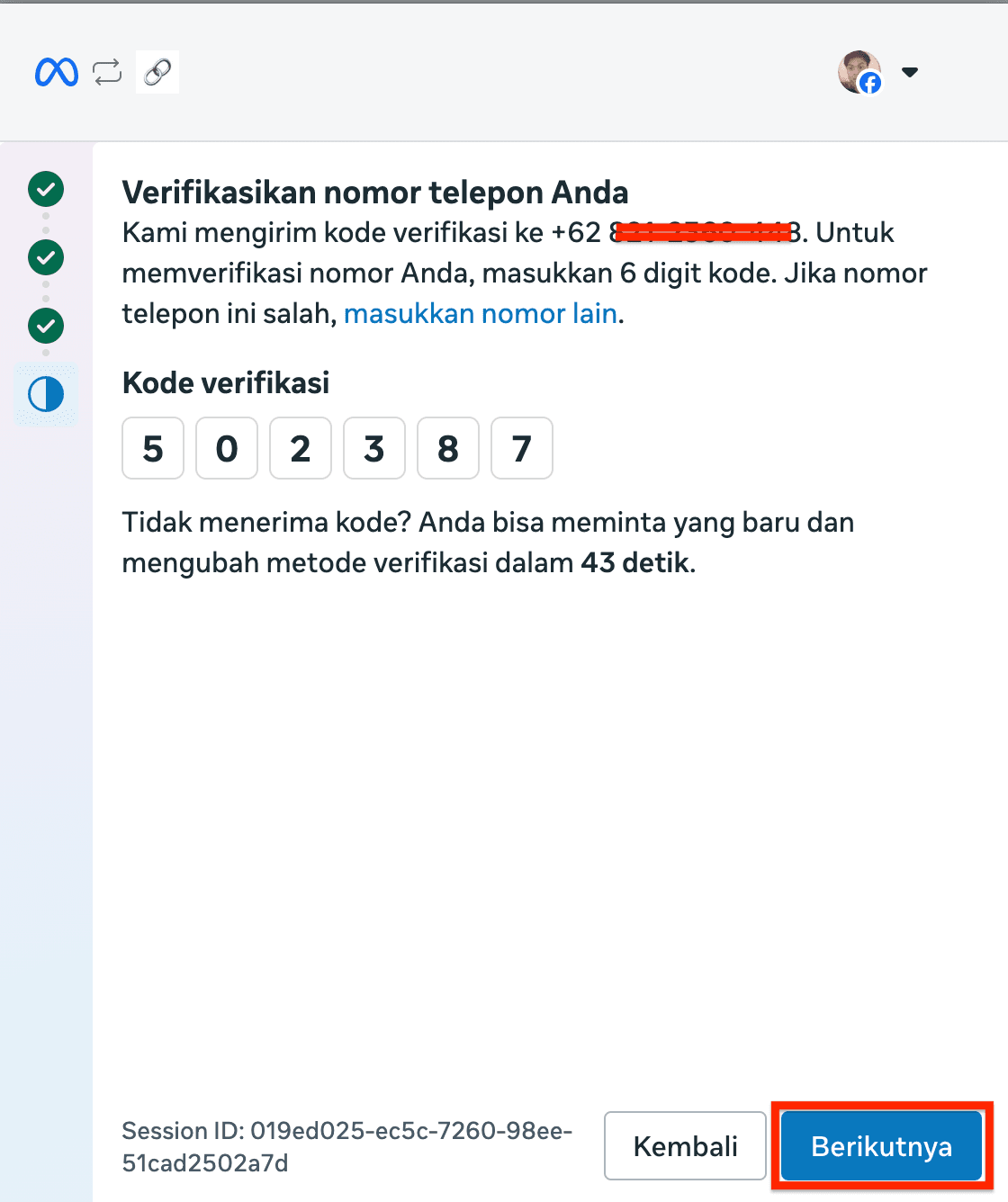 Masukkan kode verifikasi